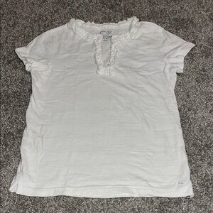 Vineyard Vines White Stripes Ruffled Short Sleeve Tee
